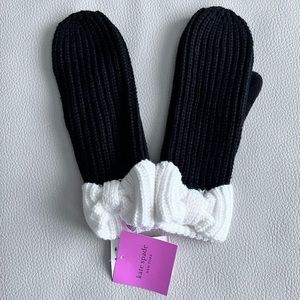 NWT - Kate Spade Ribbed Knit Bow Cuff Mittens